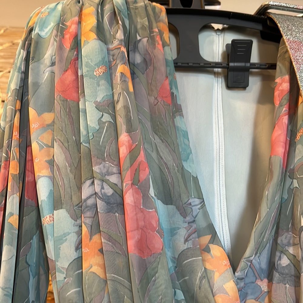 VTG William Pearson 70s Maxi Dress Size 8 Long balloon Sleeve flower Print funky - Picture 5 of 16